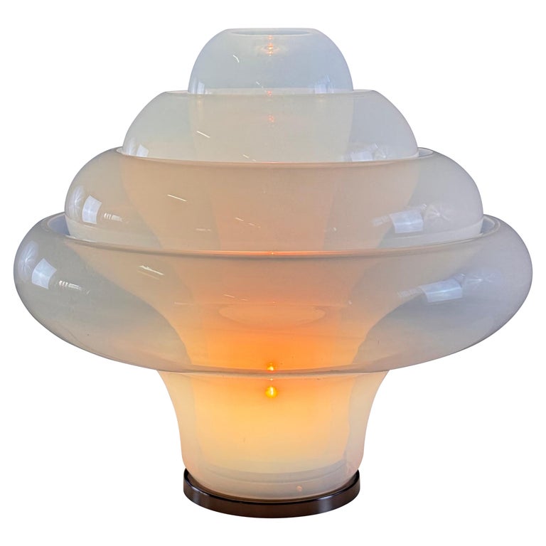 Carlo Nason LT305 'Lotus' Table Lamp for Mazzega, Opalescent Glass, 1960s Design