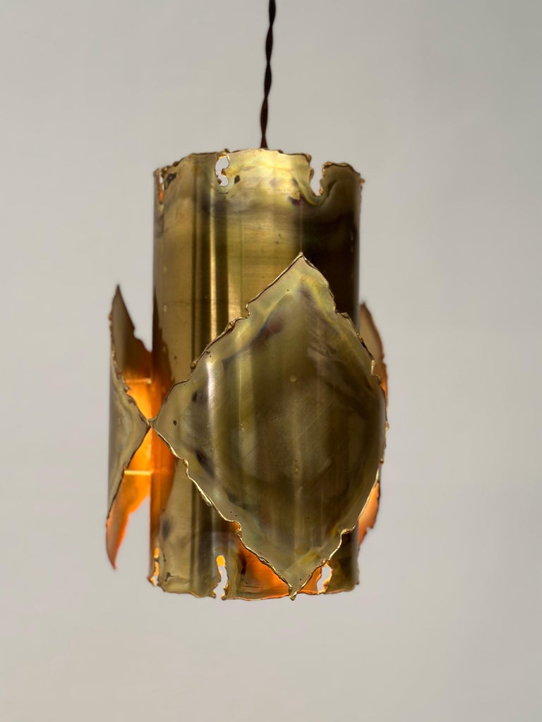 Ceiling Brass Brutalist Lamp by Sven Aage Jensen for Holm Sørensen, 1960s