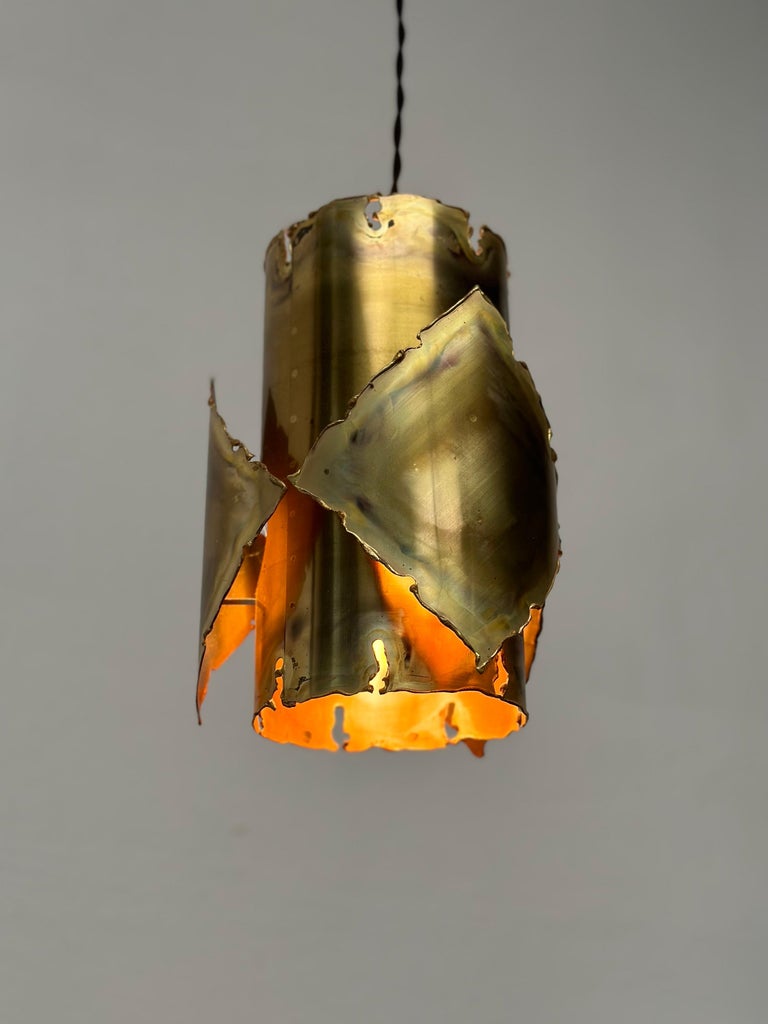 Ceiling Brass Brutalist Lamp by Sven Aage Jensen for Holm Sørensen, 1960s