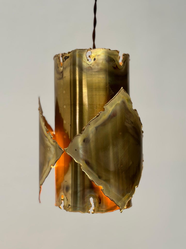 Ceiling Brass Brutalist Lamp by Sven Aage Jensen for Holm Sørensen, 1960s