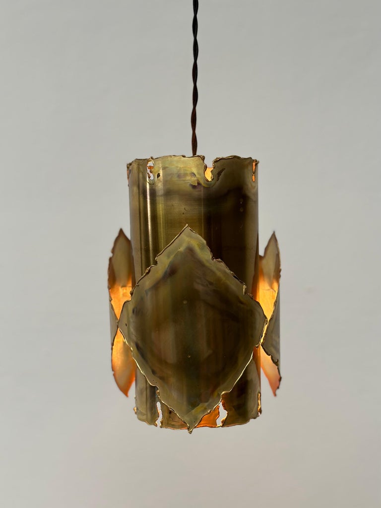 Ceiling Brass Brutalist Lamp by Sven Aage Jensen for Holm Sørensen, 1960s