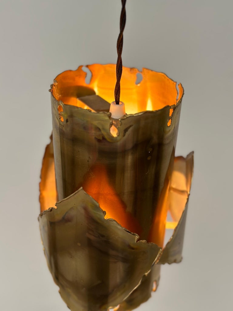 Ceiling Brass Brutalist Lamp by Sven Aage Jensen for Holm Sørensen, 1960s
