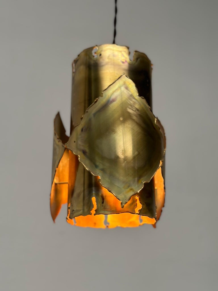 Ceiling Brass Brutalist Lamp by Sven Aage Jensen for Holm Sørensen, 1960s