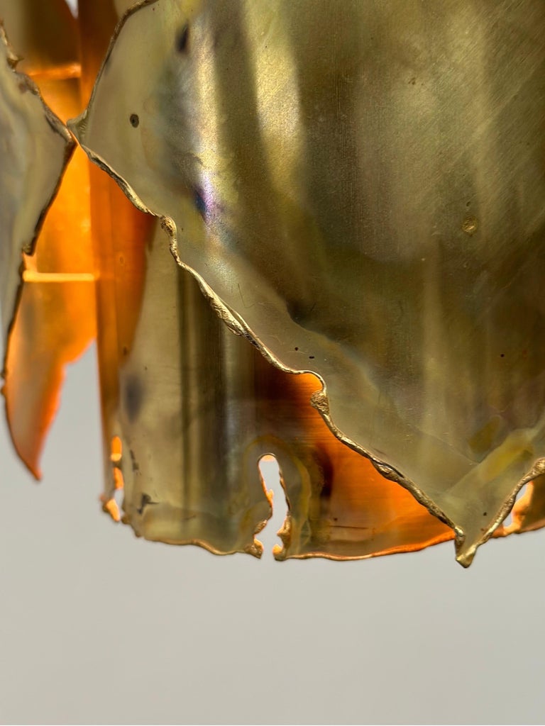 Ceiling Brass Brutalist Lamp by Sven Aage Jensen for Holm Sørensen, 1960s