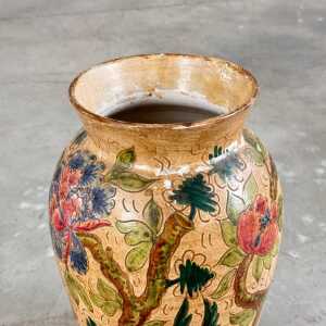 Ceramic Vase with Floral and Bird Motifs by C. Monarchi, Gubbio, Italy, 1930s