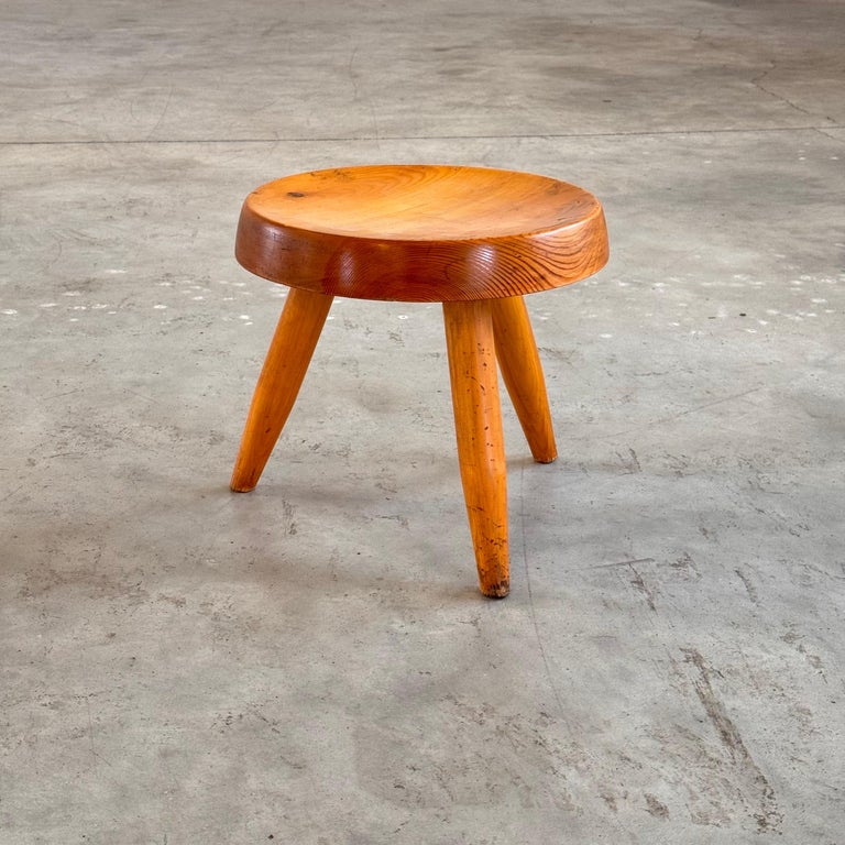 Charlotte Perriand Pine Wood 'Berger' Stool, France, 1960s