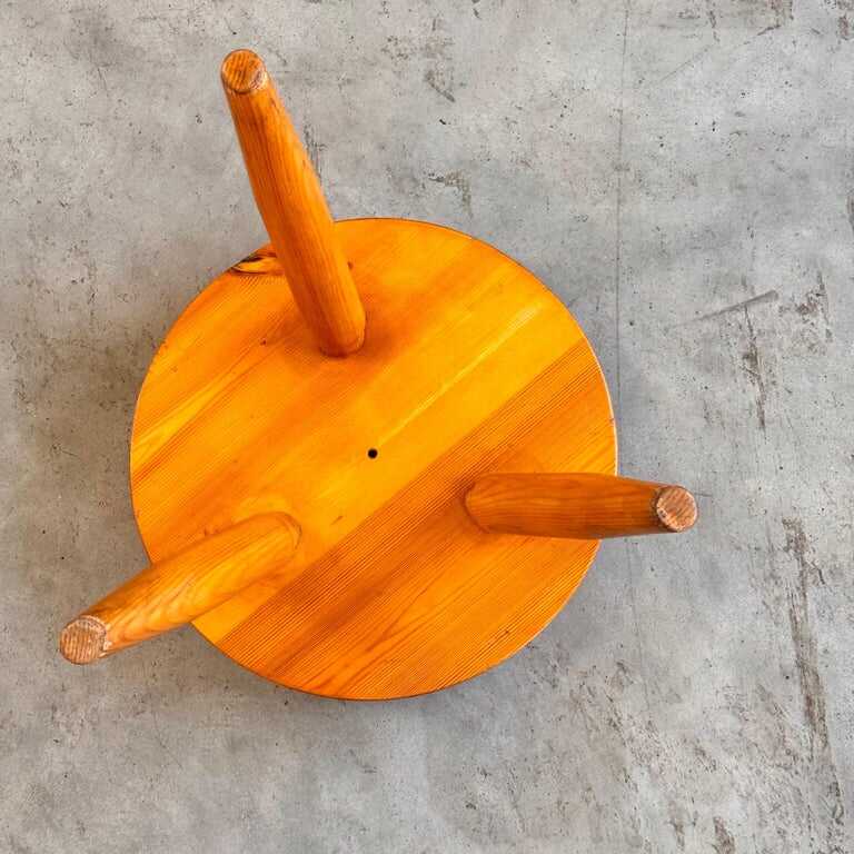 Charlotte Perriand Pine Wood 'Berger' Stool, France, 1960s