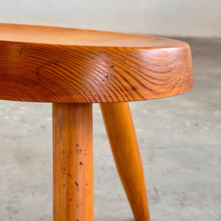 Charlotte Perriand Pine Wood 'Berger' Stool, France, 1960s