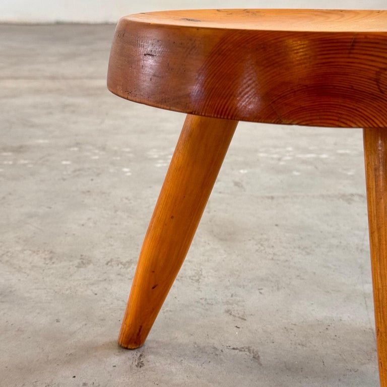 Charlotte Perriand Pine Wood 'Berger' Stool, France, 1960s
