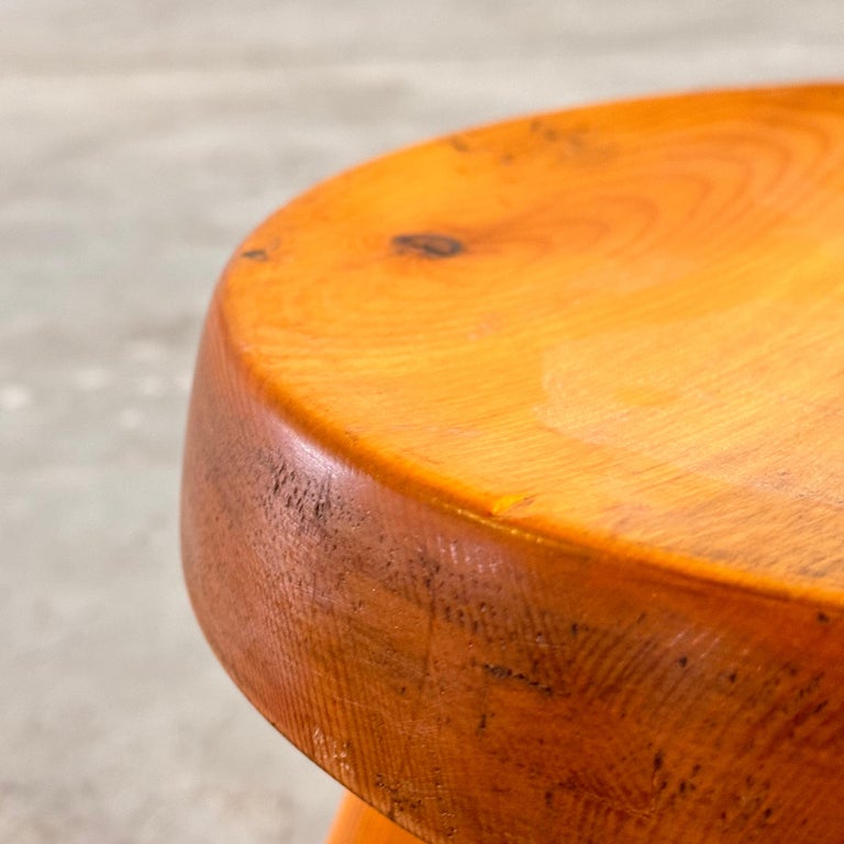 Charlotte Perriand Pine Wood 'Berger' Stool, France, 1960s