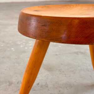 Charlotte Perriand Pine Wood 'Berger' Stool, France, 1960s