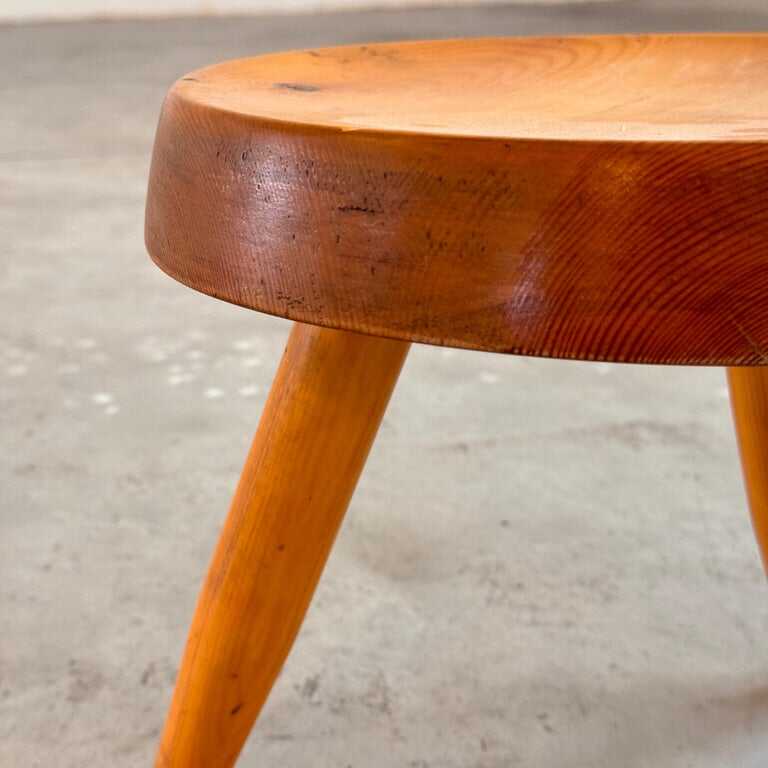 Charlotte Perriand Pine Wood 'Berger' Stool, France, 1960s