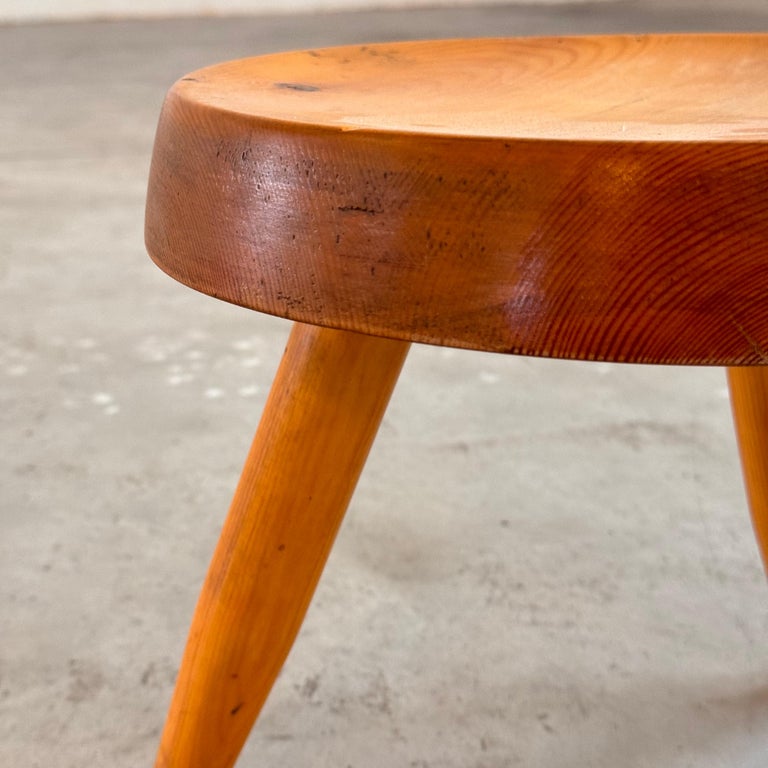 Charlotte Perriand Pine Wood 'Berger' Stool, France, 1960s