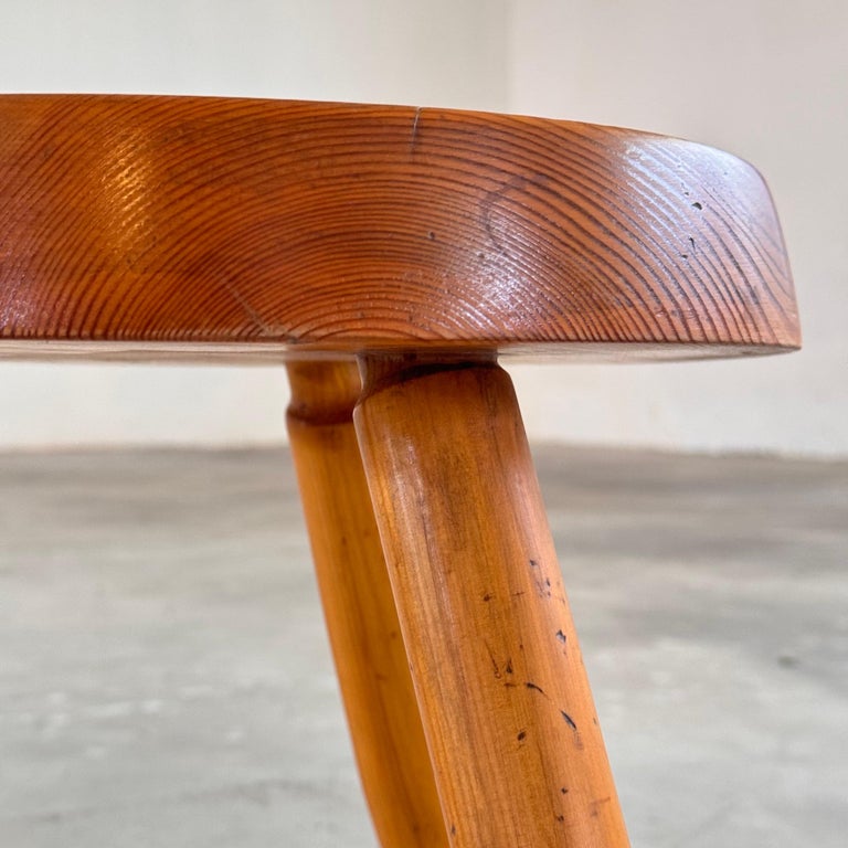 Charlotte Perriand Pine Wood 'Berger' Stool, France, 1960s
