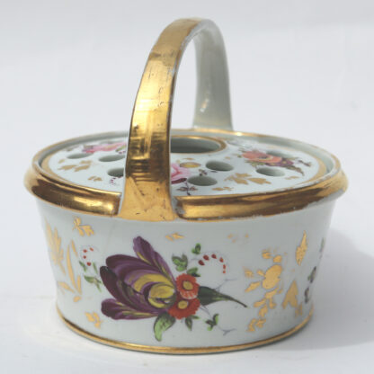 Antique porcelain Coalport Pot Pourri novelty hand painted Basket C.early 19thC - Image 6