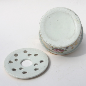 Antique porcelain Coalport Pot Pourri novelty hand painted Basket C.early 19thC