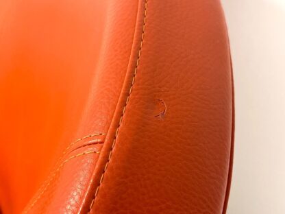 Contemporary Orange Leather and Oak Armchair