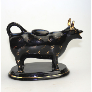 Antique Victorian Staffordshire Jackfield pottery novelty Cow Creamer Jug C.19th
