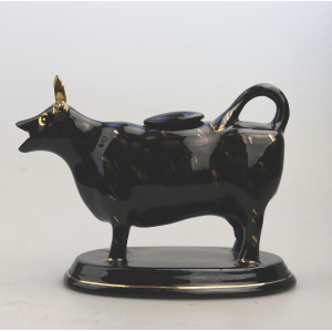 Antique Victorian Staffordshire Jackfield pottery novelty Cow Creamer Jug C.19th