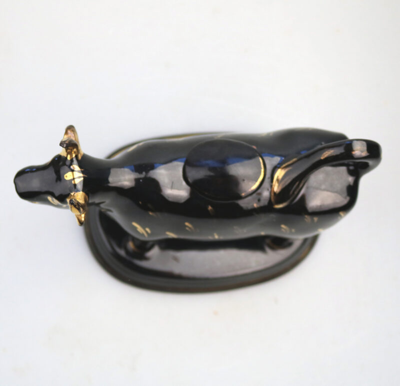 Antique Victorian Staffordshire Jackfield pottery novelty Cow Creamer Jug C.19th