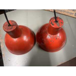 Danish Refectory Lamp Shades Restaurant Cafe 19cm Diameter Red Midcentury