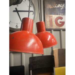 Danish Refectory Lamp Shades Restaurant Cafe 19cm Diameter Red Midcentury