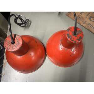 Danish Refectory Lamp Shades Restaurant Cafe 19cm Diameter Red Midcentury