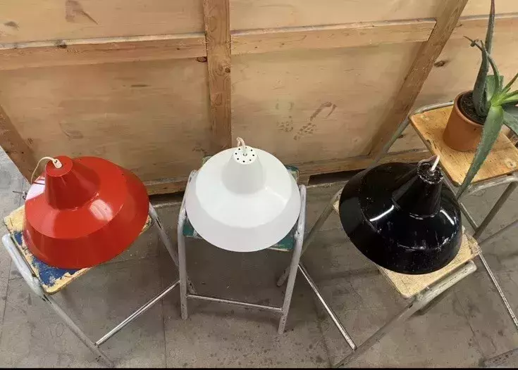 Danish Refectory Lamp Shades Restaurant Cafe Design 35cm Bauhaus Set Of 3