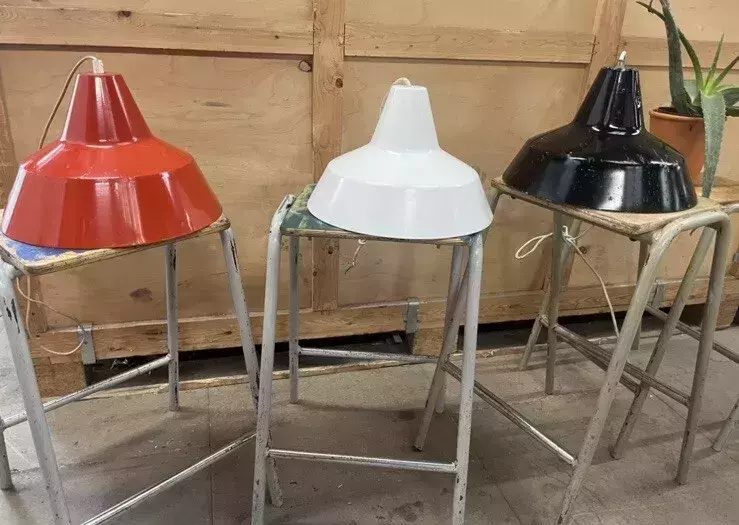 Danish Refectory Lamp Shades Restaurant Cafe Design 35cm Bauhaus Set Of 3