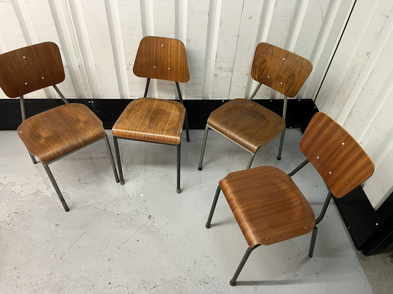 Danish Stacking Chair Suit Cafe / Bar / Tv Prop Midcentury Set Of Four