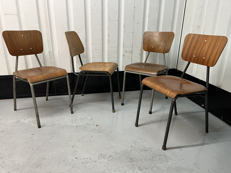 Danish Stacking Chair Suit Cafe / Bar / Tv Prop Midcentury Set Of Four