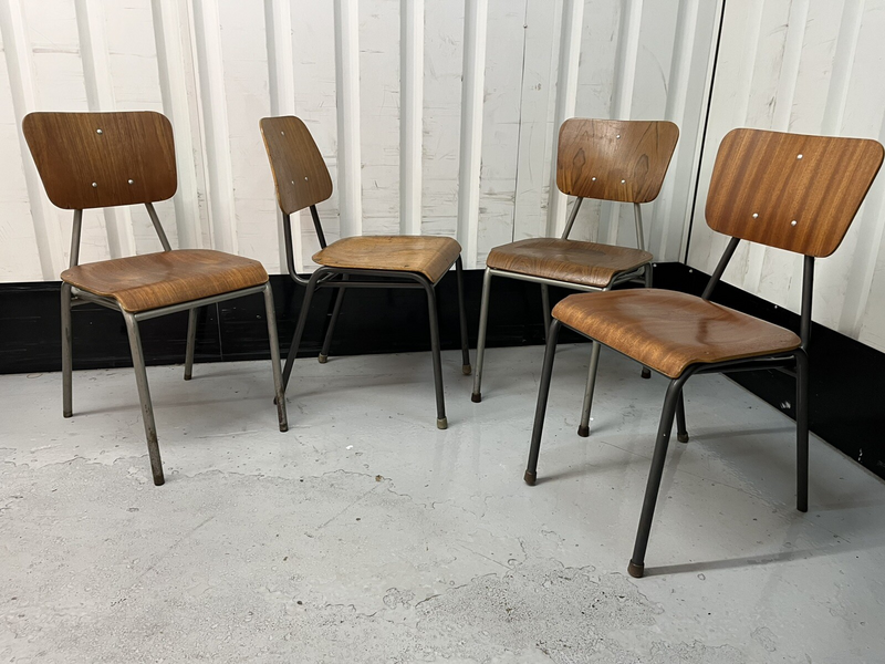 Danish Stacking Chair Suit Cafe / Bar / Tv Prop Midcentury Set Of Four
