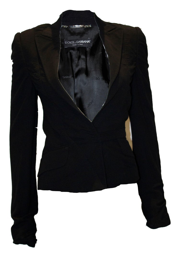 Dolce and Gabanna Black Jacket with Tie Belt