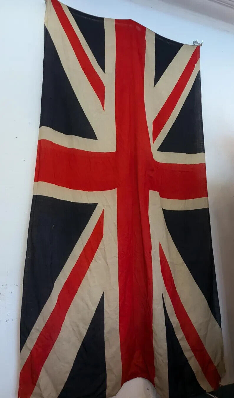 Early 20th Century Colossal WW1 Union Jack Flag on Linen. Antique/Vintage/UK