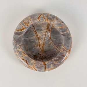 Elegant 1970s Breccia Marble Ashtray/Small Tray, Warm Gray and Rust Tone