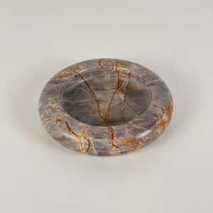 Elegant 1970s Breccia Marble Ashtray/Small Tray, Warm Gray and Rust Tone