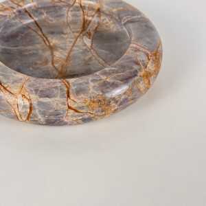 Elegant 1970s Breccia Marble Ashtray/Small Tray, Warm Gray and Rust Tone