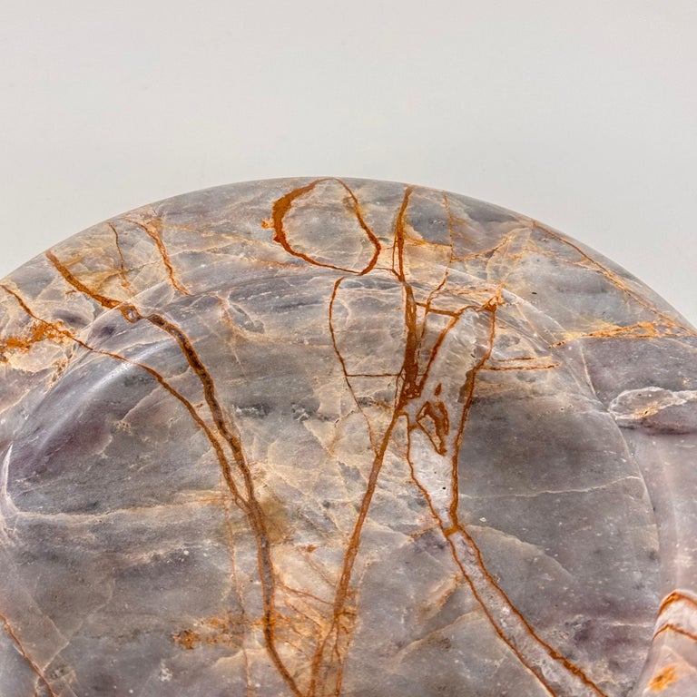 Elegant 1970s Breccia Marble Ashtray/Small Tray, Warm Gray and Rust Tone