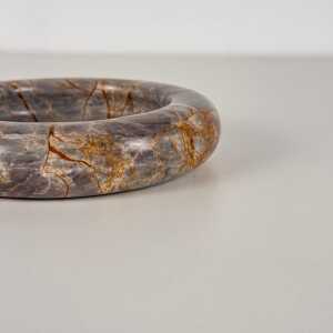 Elegant 1970s Breccia Marble Ashtray/Small Tray, Warm Gray and Rust Tone