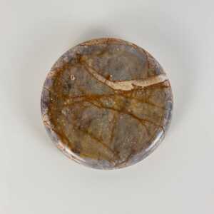 Elegant 1970s Breccia Marble Ashtray/Small Tray, Warm Gray and Rust Tone