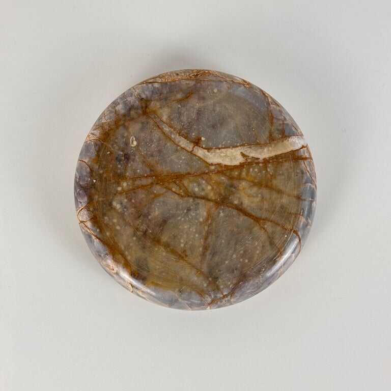 Elegant 1970s Breccia Marble Ashtray/Small Tray, Warm Gray and Rust Tone