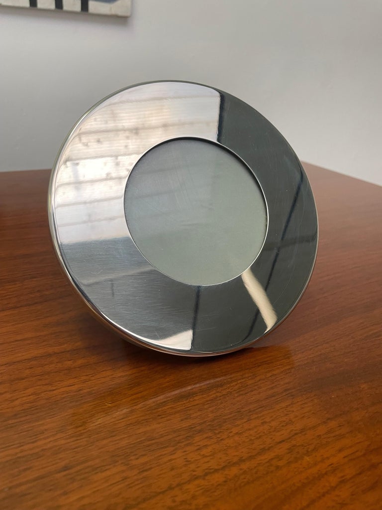 Elegant Gabriella Crespi Circular Photo Frame, Italy, 1970s