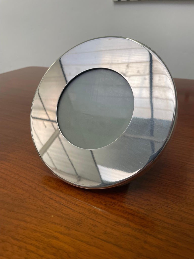 Elegant Gabriella Crespi Circular Photo Frame, Italy, 1970s
