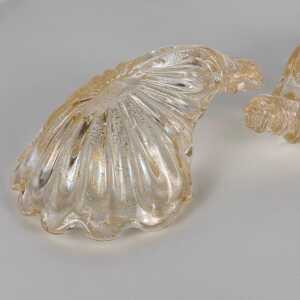 Elegant Pair of Murano Glass Catch-Alls in Shell Shape with Gold Detailing, 1970