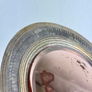 Elegant Pink Table Mirror by Celestino Gallinaro, Hammered Brass, 1950s, Signed