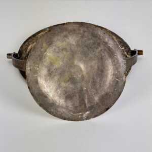 Elegant Pink Table Mirror by Celestino Gallinaro, Hammered Brass, 1950s, Signed