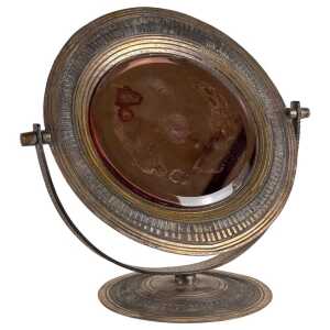 Elegant Pink Table Mirror by Celestino Gallinaro, Hammered Brass, 1950s, Signed