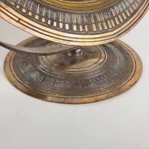 Elegant Pink Table Mirror by Celestino Gallinaro, Hammered Brass, 1950s, Signed