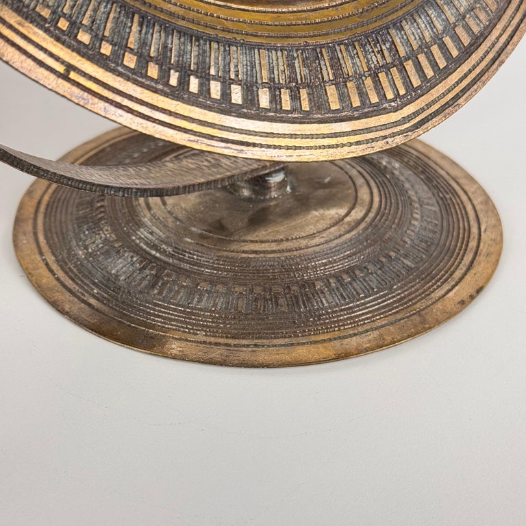 Elegant Pink Table Mirror by Celestino Gallinaro, Hammered Brass, 1950s, Signed