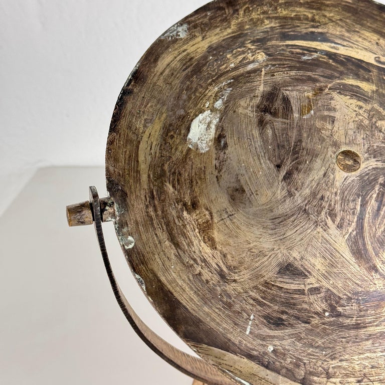 Elegant Pink Table Mirror by Celestino Gallinaro, Hammered Brass, 1950s, Signed